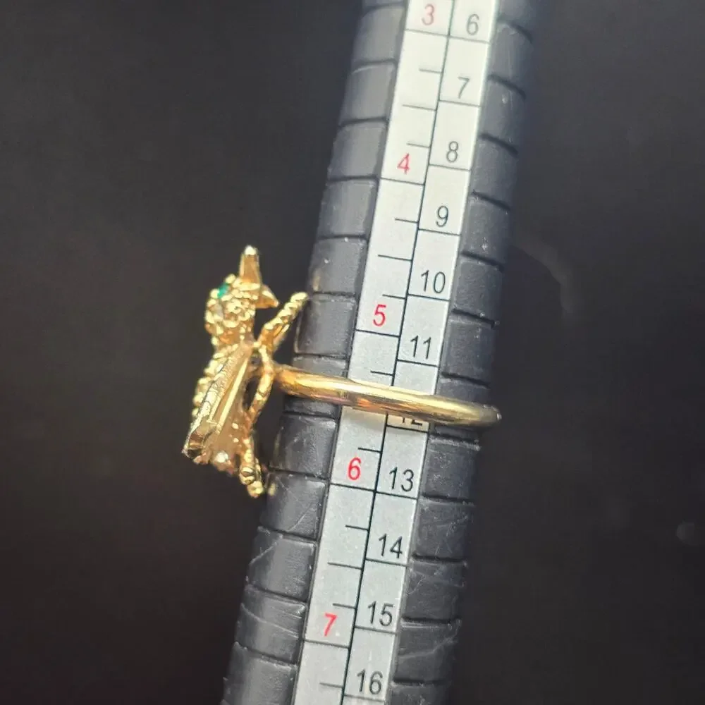 Gold Tone Rhinestone Bumble Bee Ring Size 5.5 Vintage Costume Jewelry